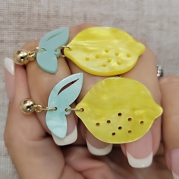 Lemon Drop Earrings with Gold Accents - Picture 4 of 6